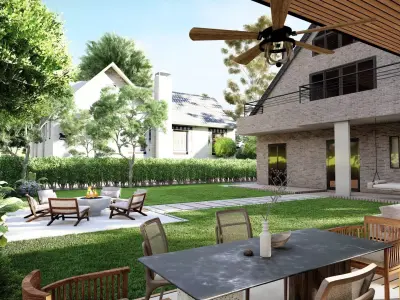 3D Exterior Scene 3D model design garden and landscape 3D  3D model