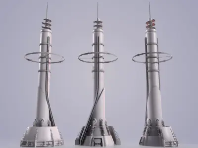 Sci-fi Tower Low-poly 3D model buy