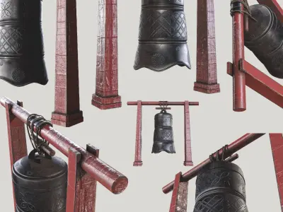 Japanese bell Low-poly 3D model