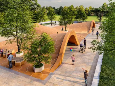 Park-Landscape illuminated park with people 3D model