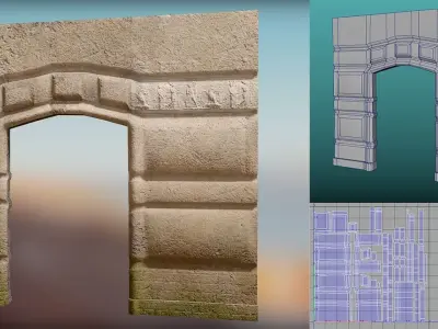 Ancient modular building Low-poly 3D model
