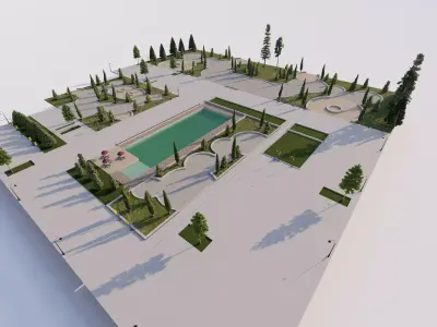 public park-Private Park Landscape -Park Center 3D model