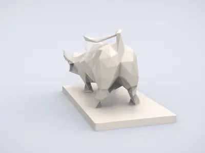 Printable Wall Street Bull Lowpoly Style 3D print model