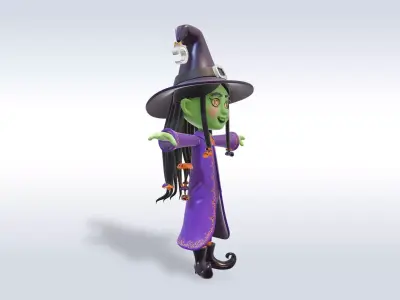 Adorable Witch Halloween Character 3D Model 3D model purchase