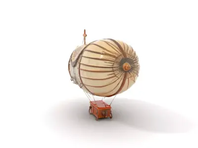 Vintage Steampunk Airship model pack Low-poly 3D model