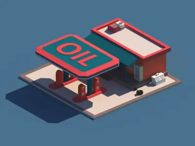 Cartoon Low Poly Shops Package Low-poly 3D model