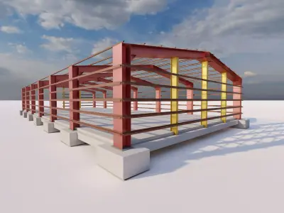 Structural engineering of Metal frame buildings 3D model