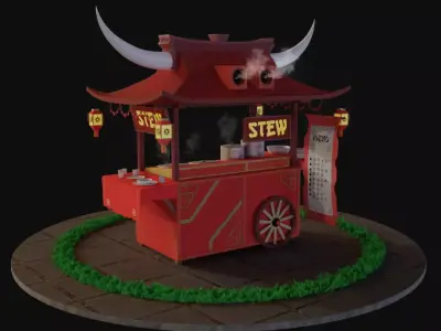 Street Sushi Restaurant Low-poly 3D model