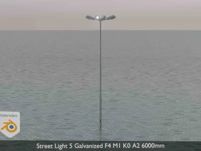 Street Light 5 Galvanized F4 M1 K0 A2 6000mm  Low-poly 3D model
