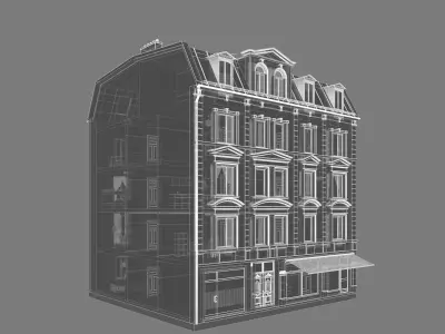 Residential City Building - Row - 10 - Storefront and Stucco 3D model