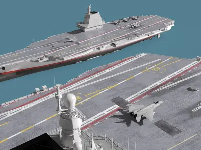  Aircraft Carrier Type 003 and MiG 29 Fighter Aircraft 