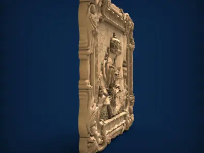 Carved panel painting STL 3D model 34
