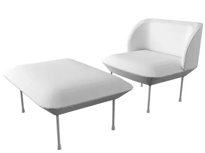 Oslo lounge chair and Pouf 3D model