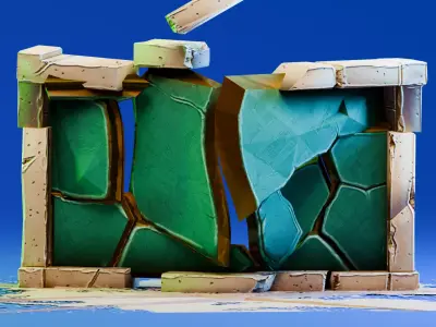 Interactive Object - Breakable Wall Low-poly 3D model