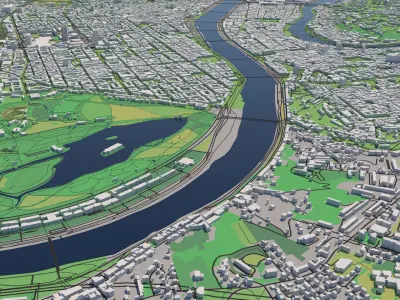 Lyon France 30x30km City Map 3D model