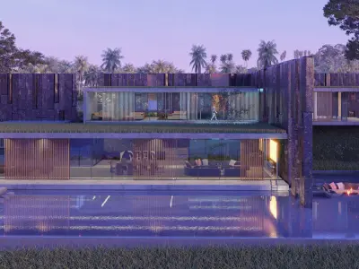 Luxurious Ultra Modern beach villa house with interior vray 3D model