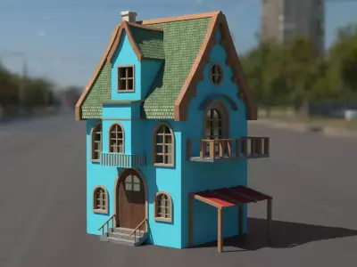 Cartoon house Low-poly 3D model 23