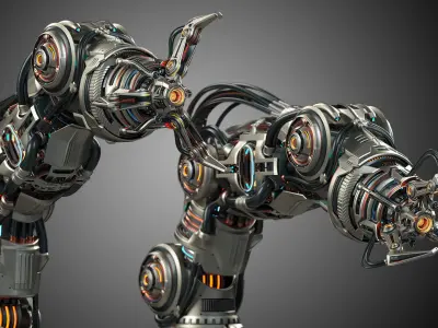 Sci-Fi Robotic Arm Advanced - Rigged and Animated 3D model