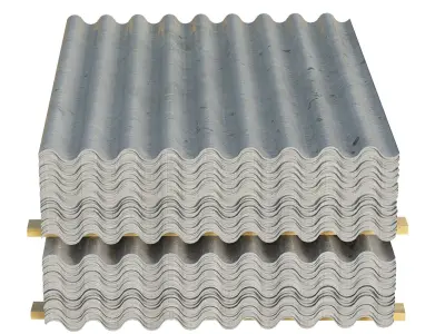 Concrete Roof Tiles On Wood Planks Low-poly 3D model