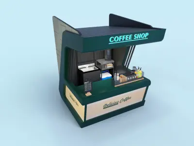 Food Vendor Kiosk V2 Low-poly 3D model