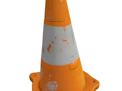 Weathered Traffic Safety Cone Low-poly 3D model