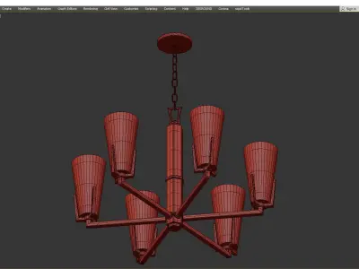 Upton 6 Light Chandelier Aged Brass Finish Low-poly 3D model