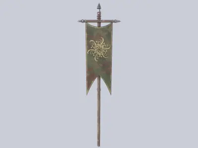 Fantasy war banner Low-poly 3D model