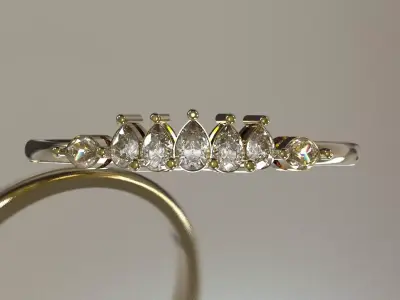 STl 3D Linear Pear-Cut Diamond Band Ring model jr00295 3D print model