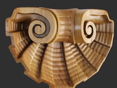 Classic Wooden Door and Carved Elements 3D model