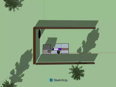 Small Modern House with Yard and Terrace- SketchUp Model 3D model