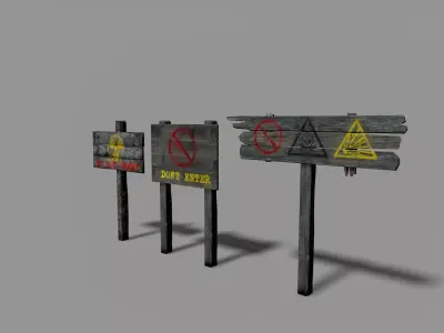 Warning sign Low-poly 3D model