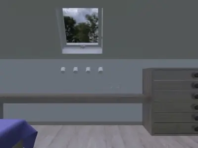 Interior bedroom with bed and dresser Low-poly 3D model