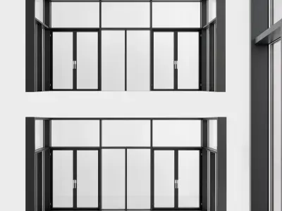 Panoramic windows Door Entrance 2 Low-poly 3D model