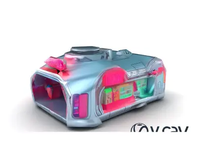 Cyberpunk Bazaar Module Neon Design model pack Low-poly 3D model