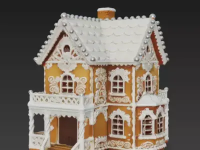 Elegant Victorian Gingerbread Manor 3D Model Low-poly 3D model