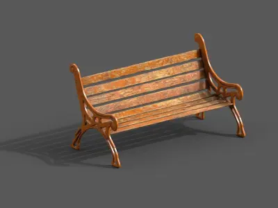 Street Bench Pack 2 Low-poly 3D model