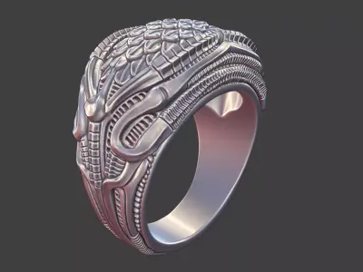bioorganic giger style ring  v7 3D print model