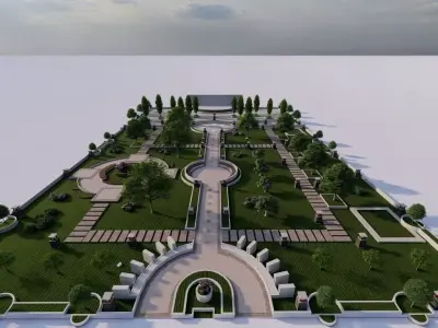 public park-Private Park Landscape 3D model