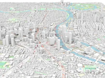 Cityscape Osaka Japan 3D model