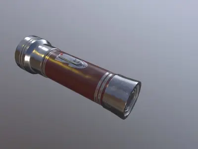 Flashlight Game Ready metal bottle Low-poly 3D model