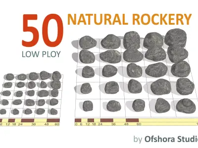 Natural Rockery-Gray Low-poly 3D model