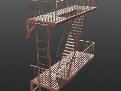 Fire Escape PBR 3d model - Game Ready Low-poly 3D model