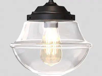 Avery Industrial Farmhouse Rustic Iron Glass Linear LED Pendant Low-poly 3D model