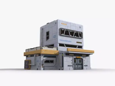 Factory Industrial Sci Fi x3 Low-poly 3D model
