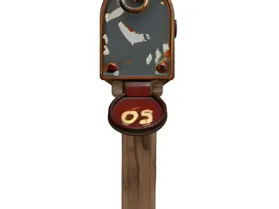 Weathered Mailbox on Wooden Post Low-poly 3D model