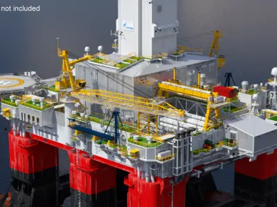  Offshore Oil Rig Platform Rigged 