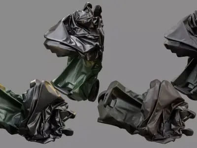 Crushed Trash Can 07 3D model