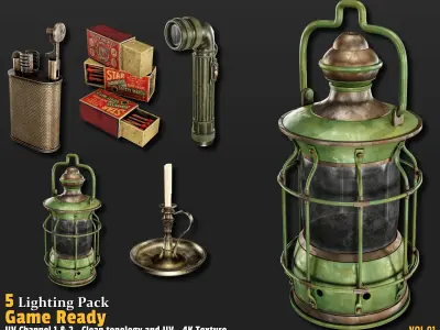 Lighting Props Game Ready VOL01 Low-poly 3D model
