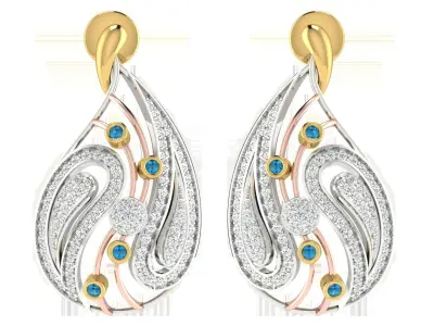 Women Pendant Earring Sets 3dm STL OBJ FBX Renders Details 3D print model 11