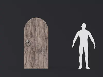 Medieval Door Arched 03 LowPoly Plus HP Low-poly 3D model